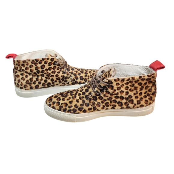 Del Toro Sneakers Womens Pony Hair Fur Leopard Chukka Shoes Platform Tan Black 7 - Picture 16 of 16